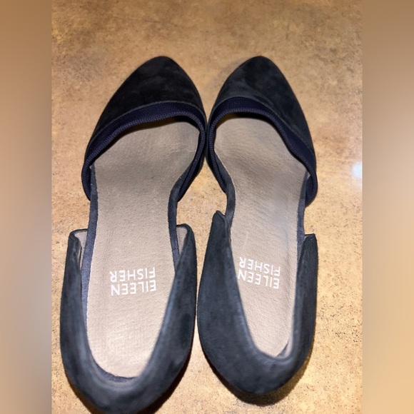 Eileen Fisher Hilly Suede Low Heel Shoes - Blue - Picture 8 of 9